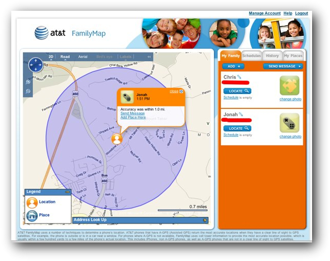 track the location of the AT&T mobile phone