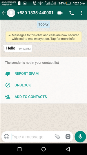 How to block a number on Whatsapp