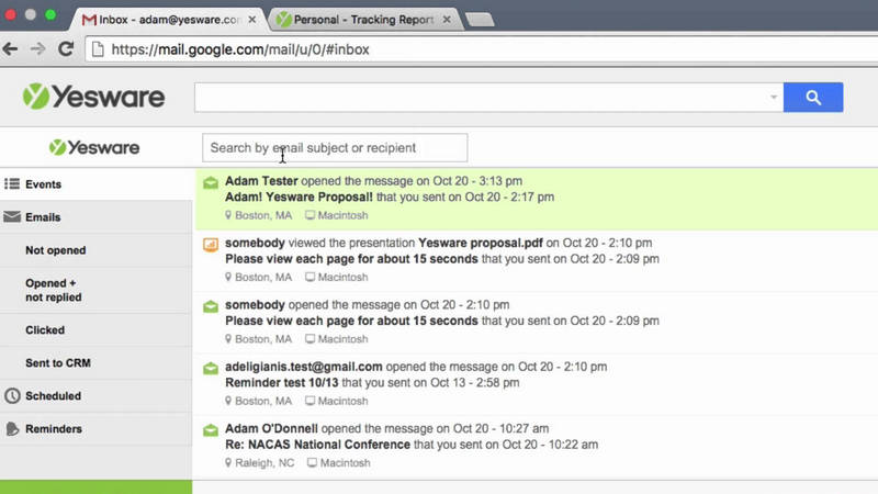 free e-mail tracking software - YesWare