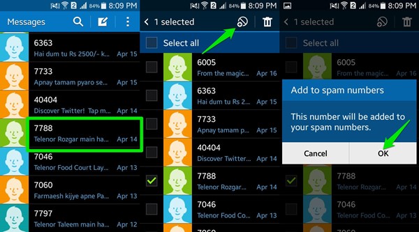 block text messages on Android