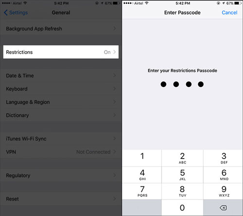 How to disable the control on the iPhone 