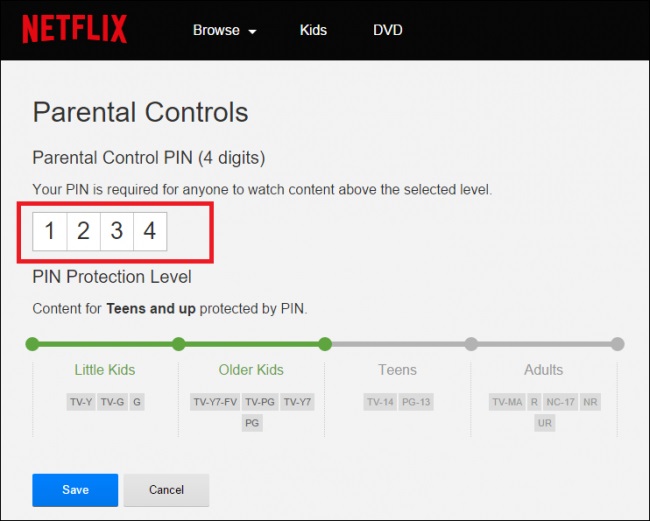 Set parental control on my Netflix