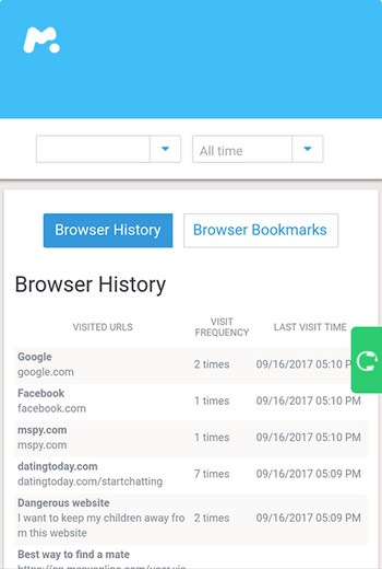 Track Internet Browsing History - mSpy