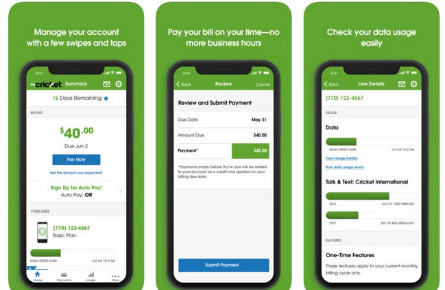 View Bills, Plans and Usage with myCricket App
