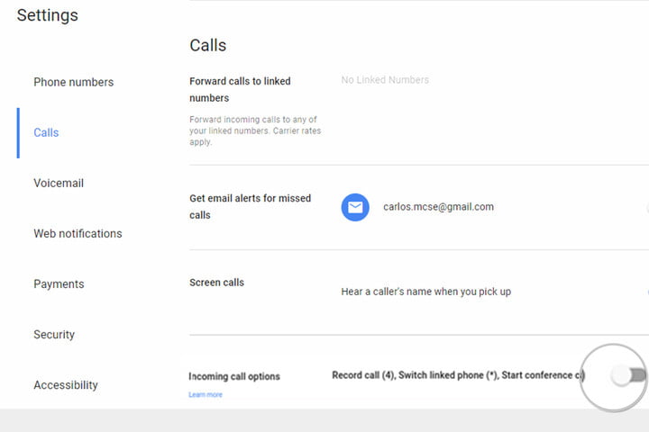 google voice record call