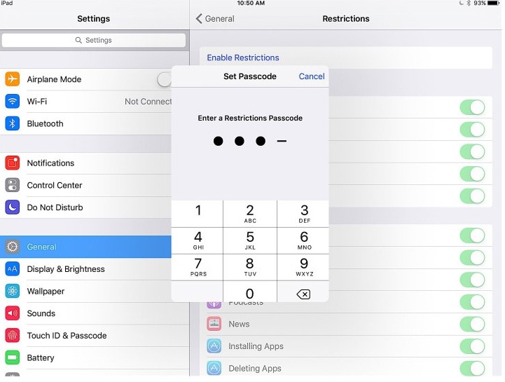 setting parental controls for ipad