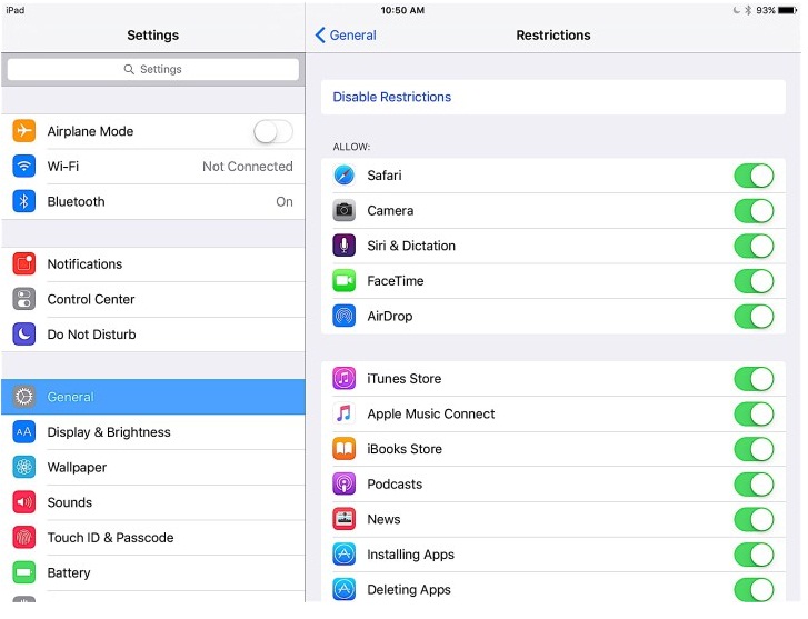 restrict applications to ipad