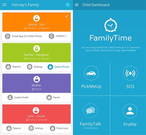 FamilyTime parental monitoring application on the iphone