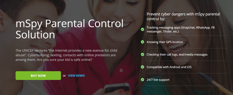 mSpy parental monitoring app on iphone